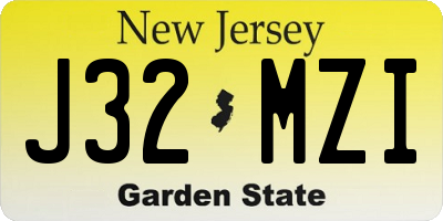 NJ license plate J32MZI