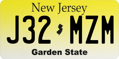 NJ license plate J32MZM
