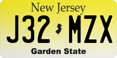 NJ license plate J32MZX