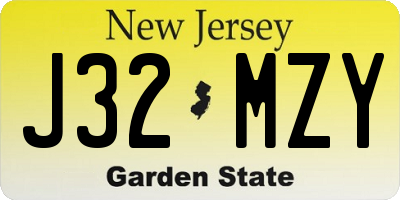 NJ license plate J32MZY