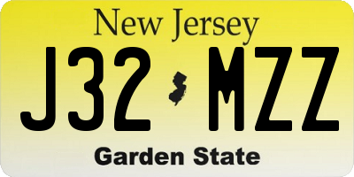 NJ license plate J32MZZ