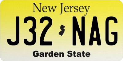 NJ license plate J32NAG