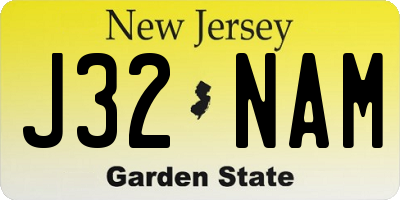 NJ license plate J32NAM