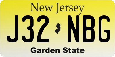 NJ license plate J32NBG