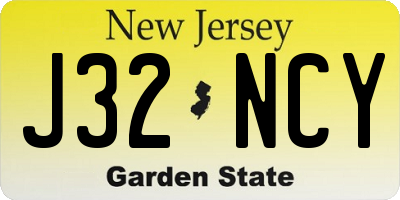 NJ license plate J32NCY