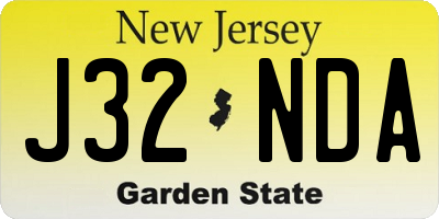 NJ license plate J32NDA