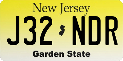 NJ license plate J32NDR