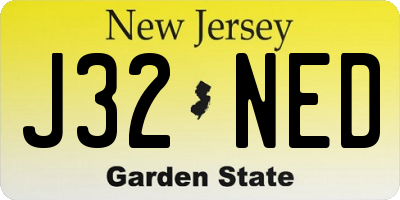 NJ license plate J32NED