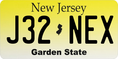 NJ license plate J32NEX