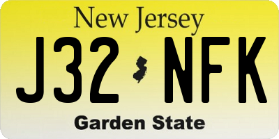 NJ license plate J32NFK