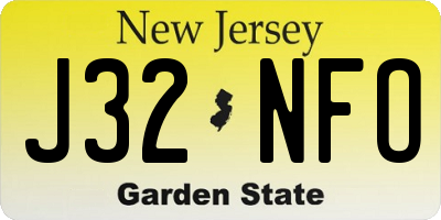 NJ license plate J32NFO