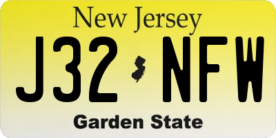 NJ license plate J32NFW