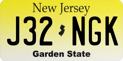 NJ license plate J32NGK