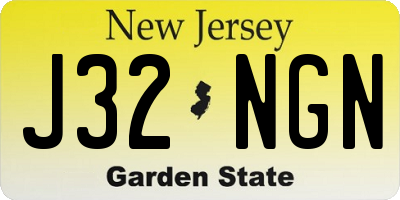 NJ license plate J32NGN