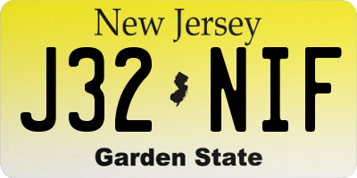 NJ license plate J32NIF