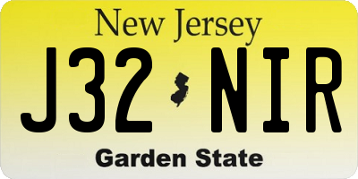 NJ license plate J32NIR