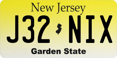 NJ license plate J32NIX
