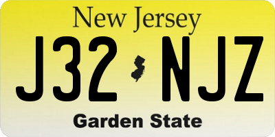 NJ license plate J32NJZ