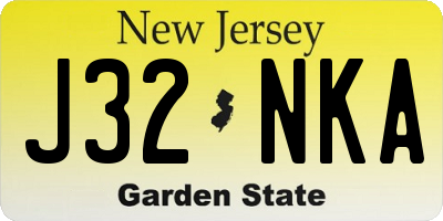NJ license plate J32NKA