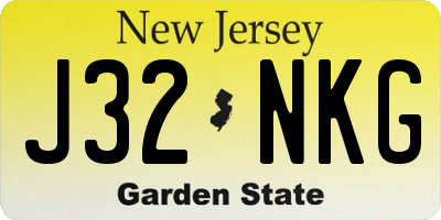 NJ license plate J32NKG