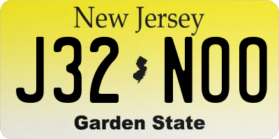 NJ license plate J32NOO