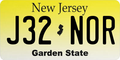 NJ license plate J32NOR