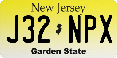 NJ license plate J32NPX