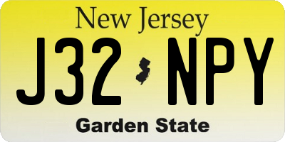 NJ license plate J32NPY