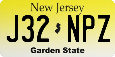 NJ license plate J32NPZ