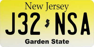 NJ license plate J32NSA