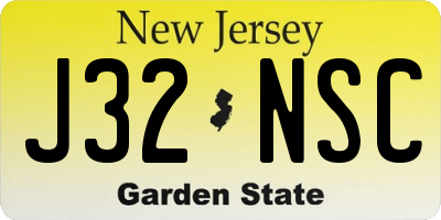 NJ license plate J32NSC