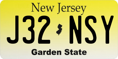 NJ license plate J32NSY
