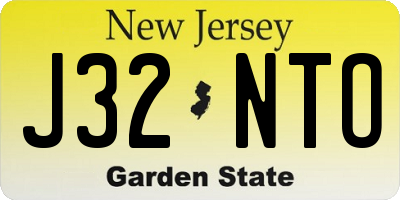 NJ license plate J32NTO