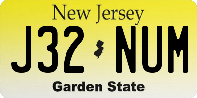 NJ license plate J32NUM