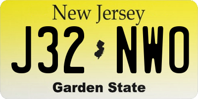 NJ license plate J32NWO