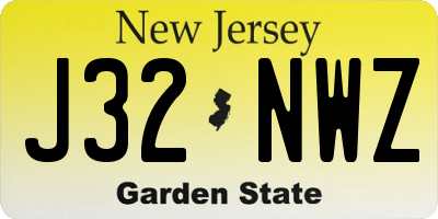 NJ license plate J32NWZ