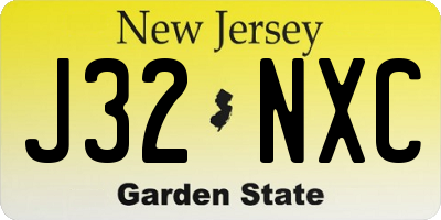 NJ license plate J32NXC