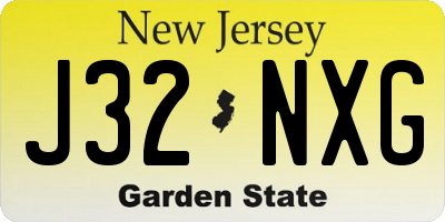 NJ license plate J32NXG