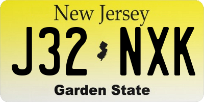 NJ license plate J32NXK