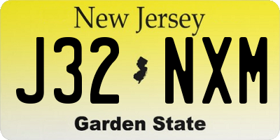 NJ license plate J32NXM