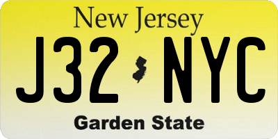 NJ license plate J32NYC