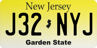 NJ license plate J32NYJ