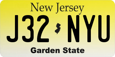 NJ license plate J32NYU