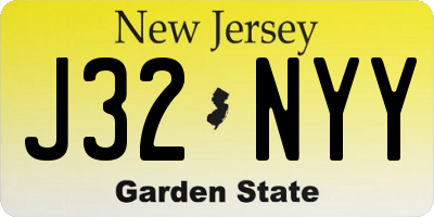 NJ license plate J32NYY