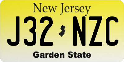 NJ license plate J32NZC