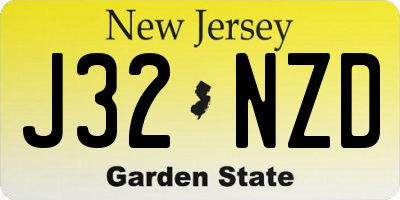 NJ license plate J32NZD