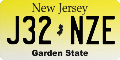NJ license plate J32NZE