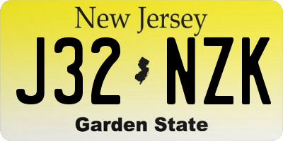 NJ license plate J32NZK