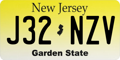 NJ license plate J32NZV