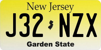 NJ license plate J32NZX